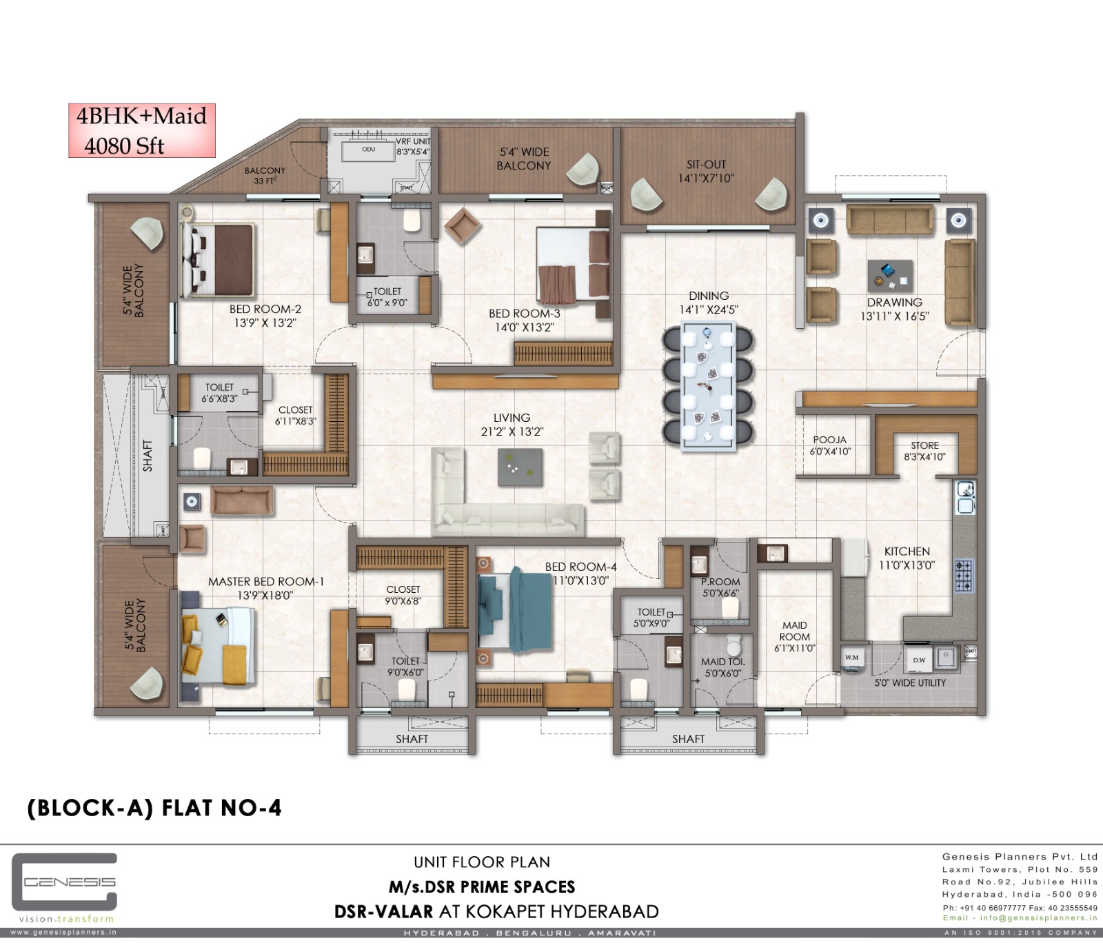 DSR VALAR Block B typical floor plan with four units per floor
