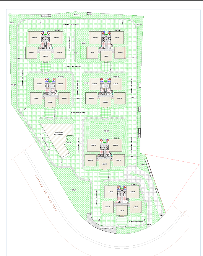 DSR CIEL site plan showing six tower blocks, clubhouse and tot lots